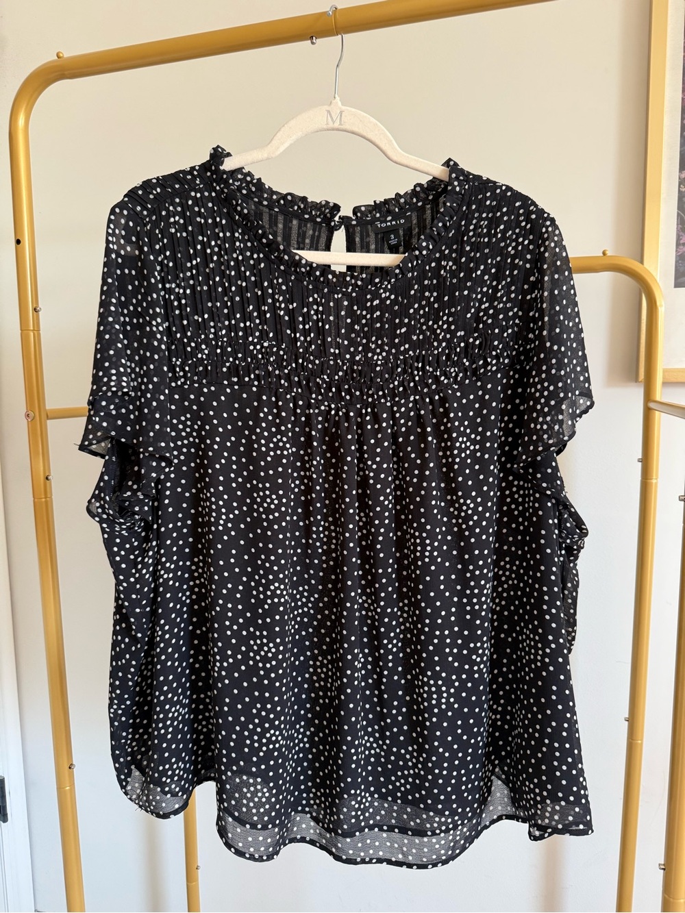 torrid Black White Polka Dot Flutter Sleeve Blouse